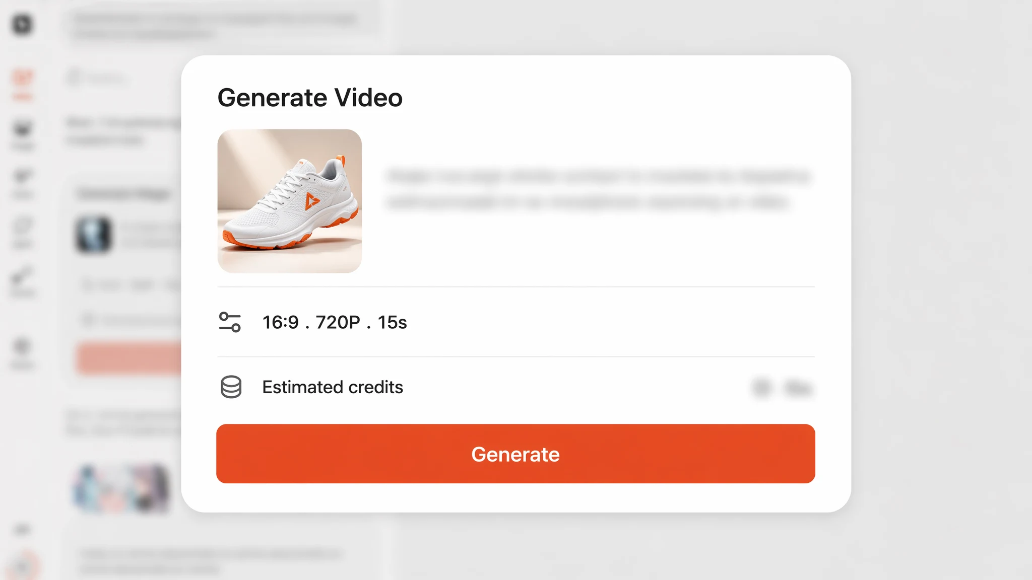 Tarjeta de tarea de Renoise Agent con el costo estimado en créditos antes de generar