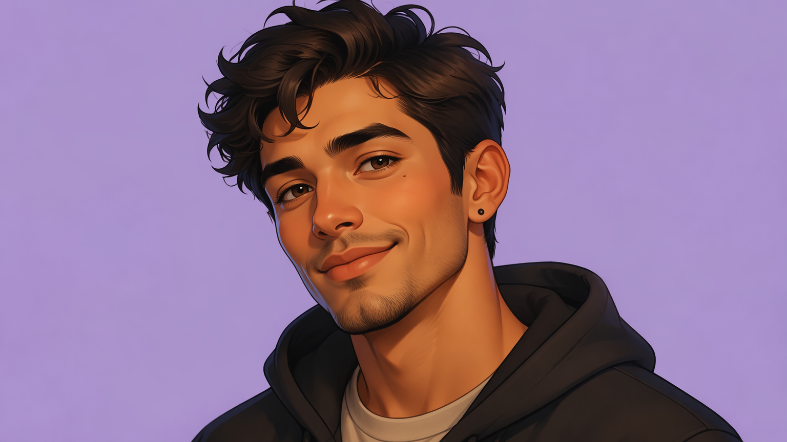 Polished stylized AI avatar profile picture of an original person on a clean pastel background