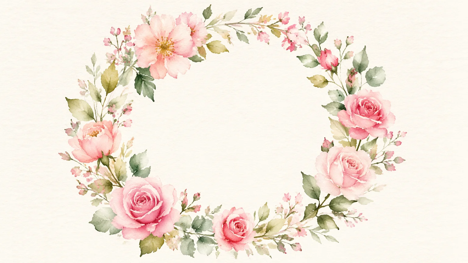 AI-generated watercolor birthday card with soft floral wreath and hand-lettered script