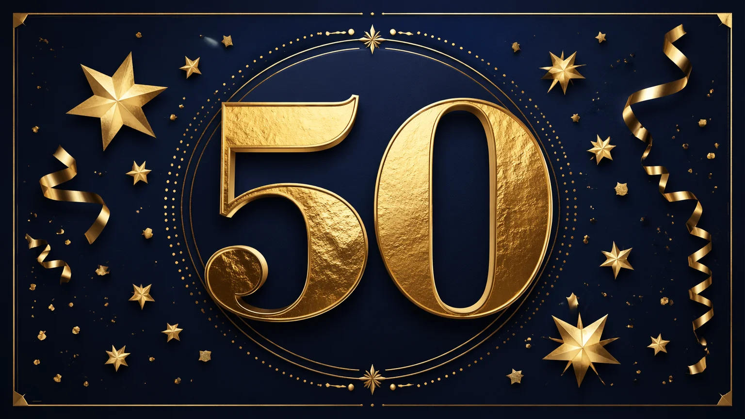 AI-generated milestone birthday card with gold foil accents and bold celebratory typography