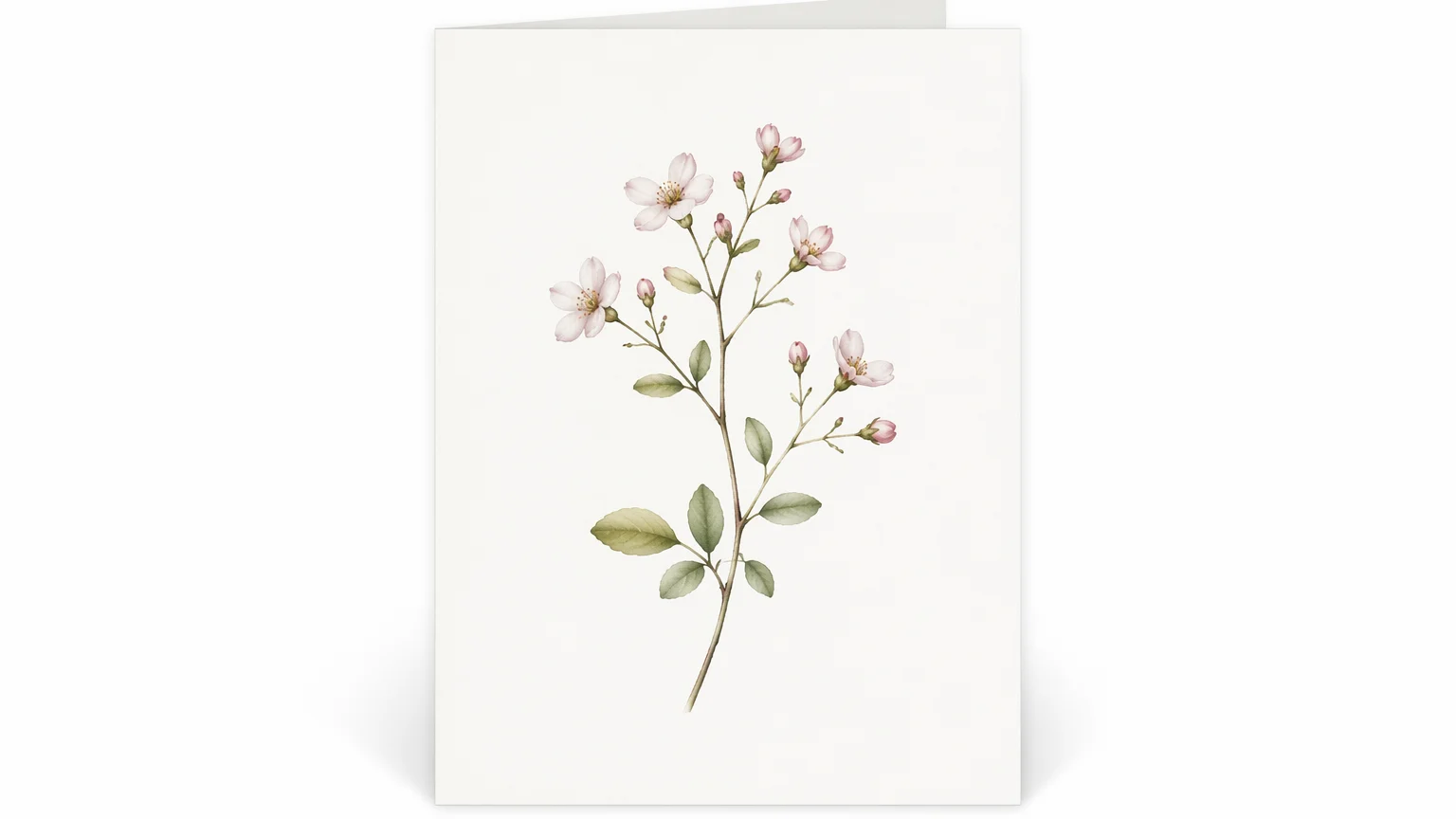 AI-generated elegant minimal birthday card with single botanical illustration and clean typography