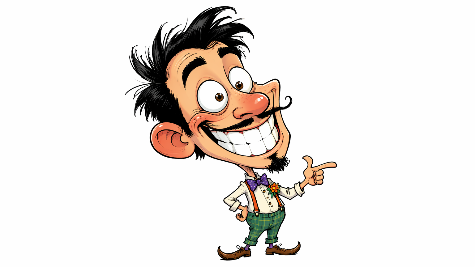 An exaggerated caricature of an original character with playfully oversized features