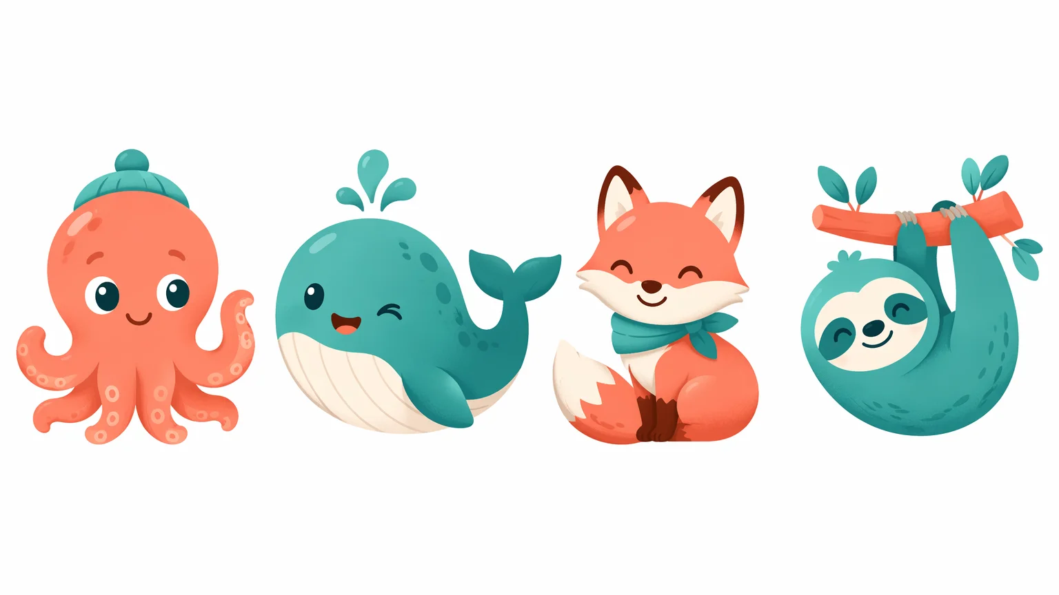 Set de iconos de marca generado por IA con personajes ilustrados y una identidad visual dinámica cohesiva