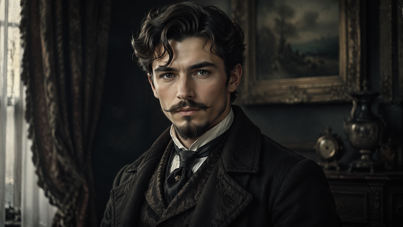 A faded blurry portrait of an original person enhanced into a sharp, detailed image