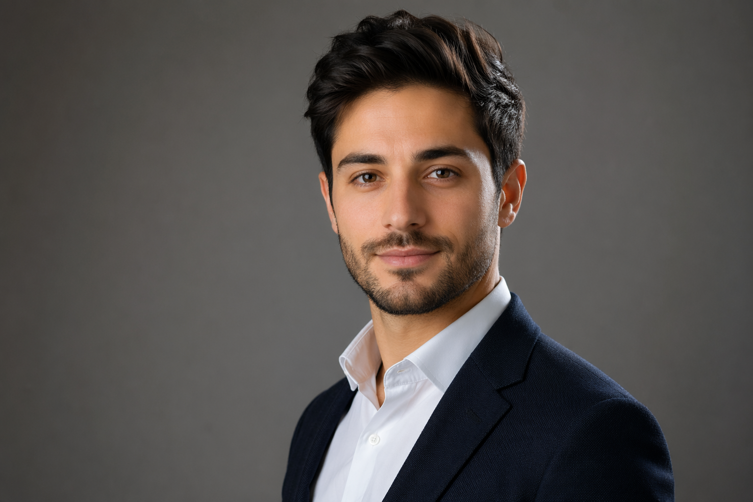 AI-stylized photoreal studio profile picture for professional use on social platforms