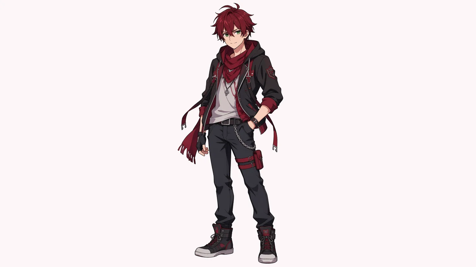 異なる髪色と衣装を持つ、2人目のオリジナルセル調アニメキャラの全身立ち絵