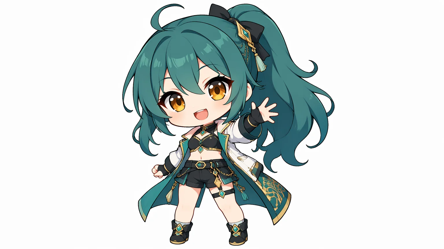 大きな頭と小さな体のちびキャラスタイルで描かれた、同じオリジナルキャラの立ち絵