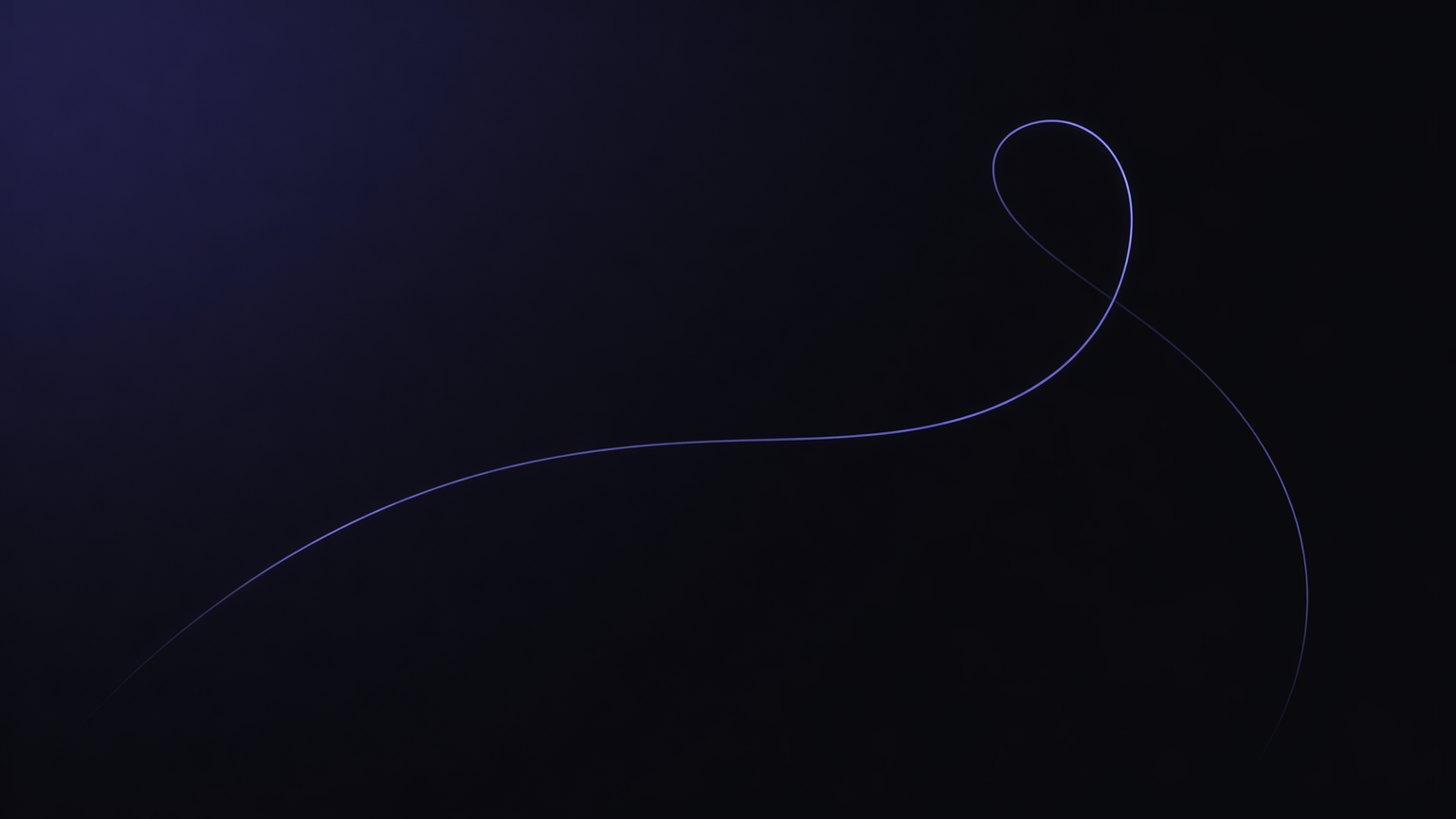 Minimalist dark wallpaper with a single thin glowing curve on a charcoal-black background