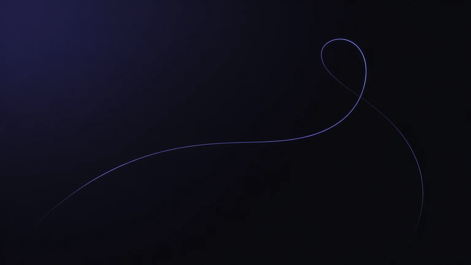Minimalist dark wallpaper with a single thin glowing curve on a charcoal-black background