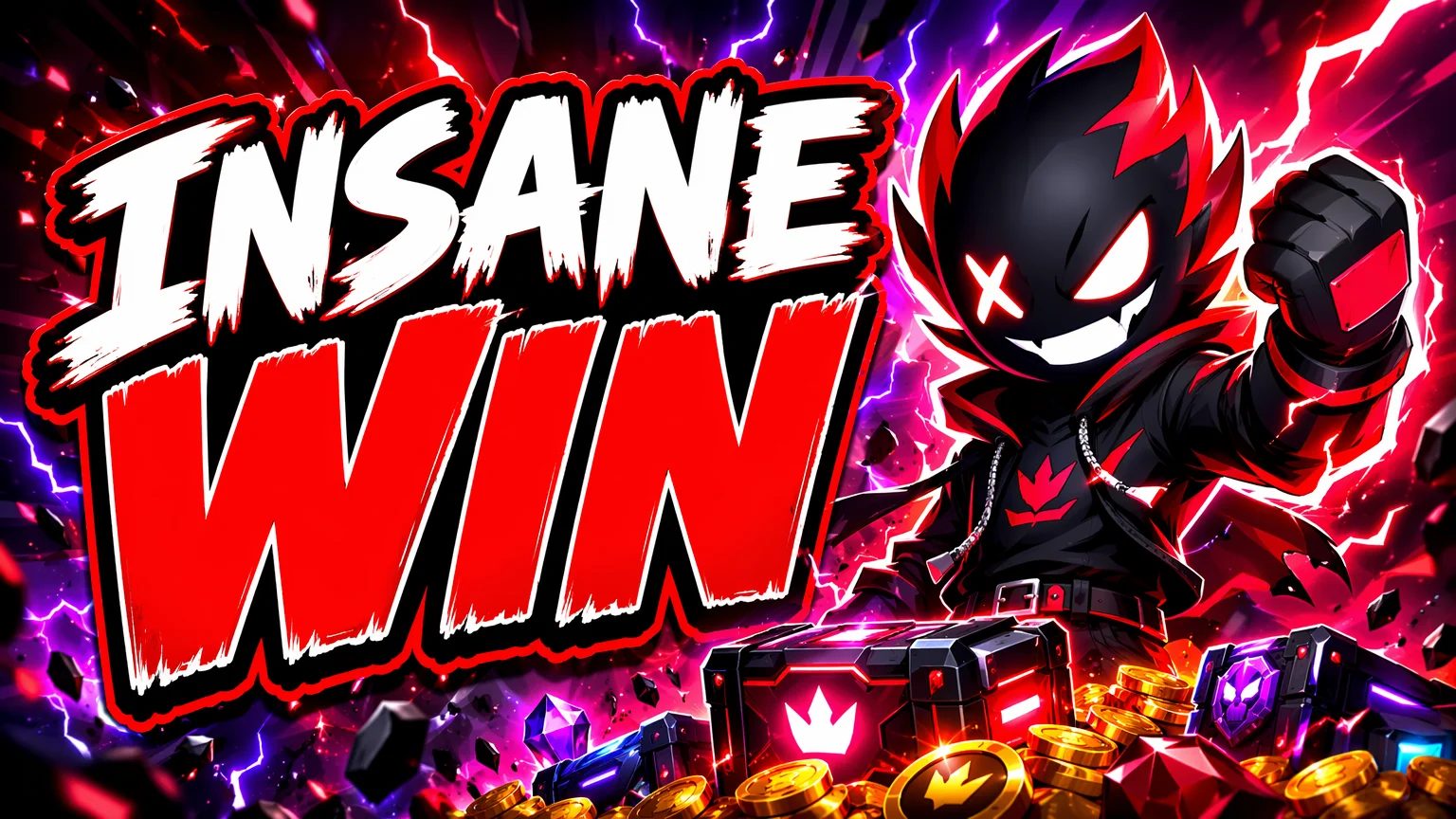 Thumbnail de games de YouTube com IA dizendo "INSANE WIN" com uma pessoa original empolgada