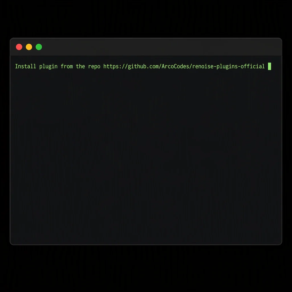Installing the Renoise plugin with a one-line command in the Claude Code terminal