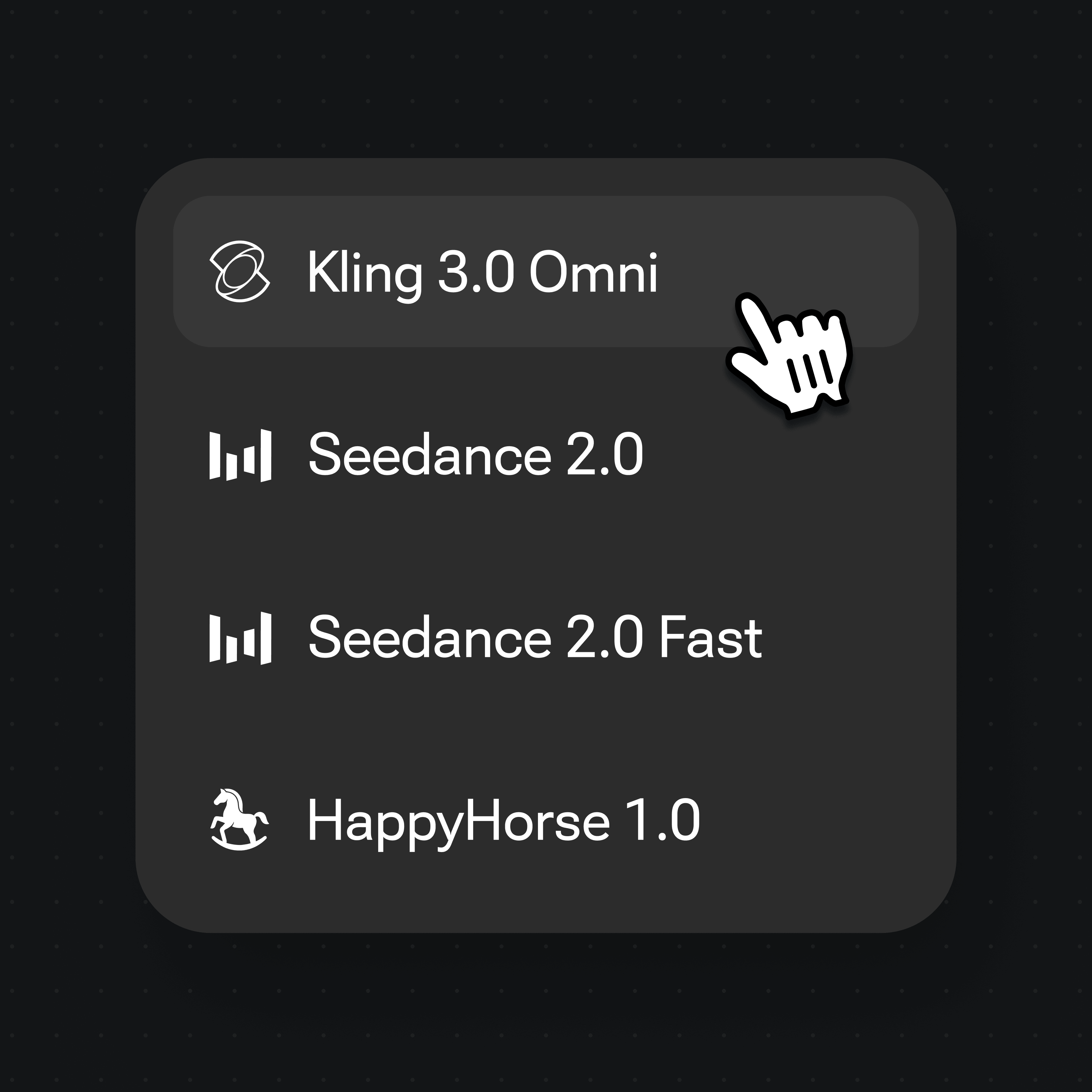 Selecting Kling 3.0 Omni from the Renoise Canvas model menu for talking-photo lipsync