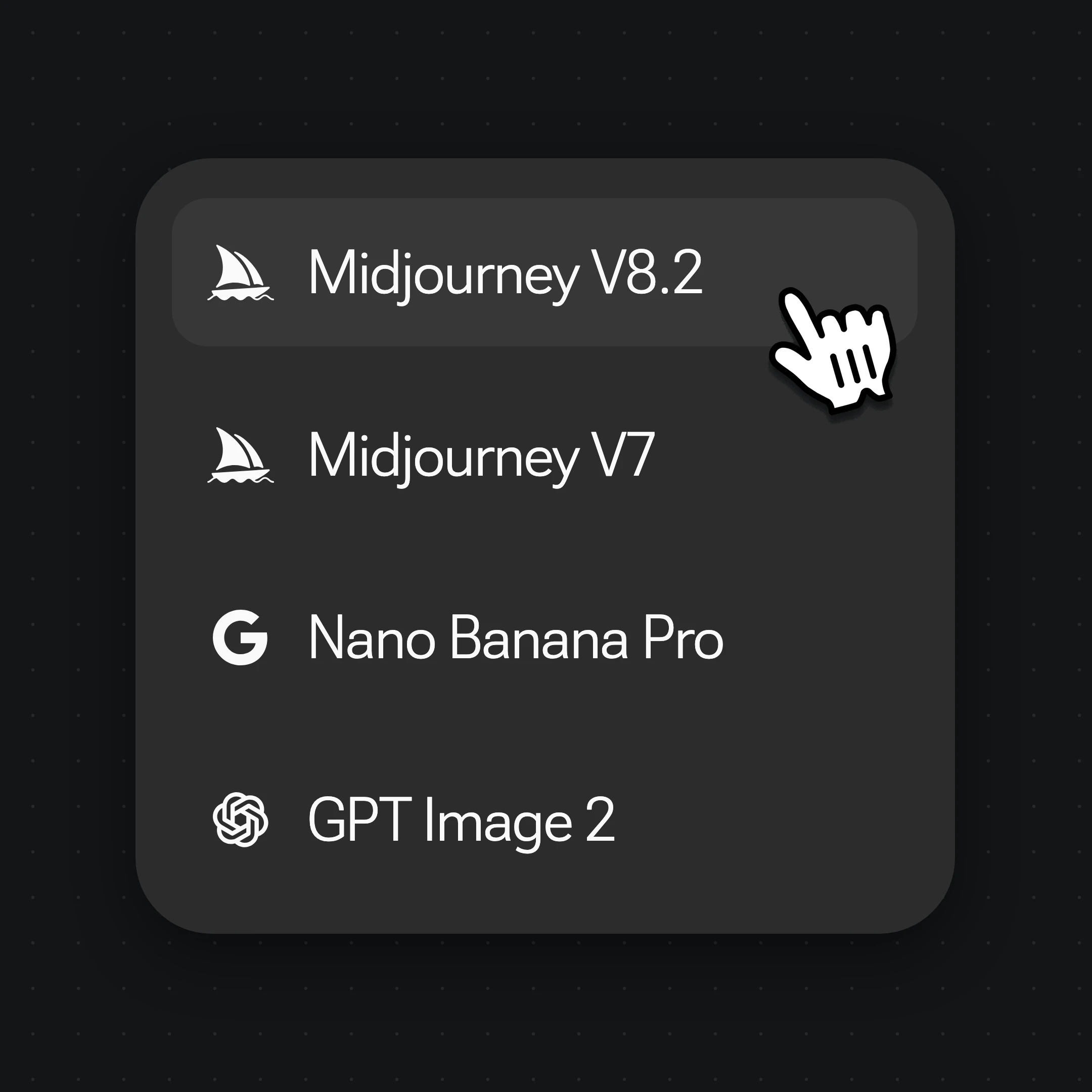 Renoise image model menu with one model highlighted under the cursor
