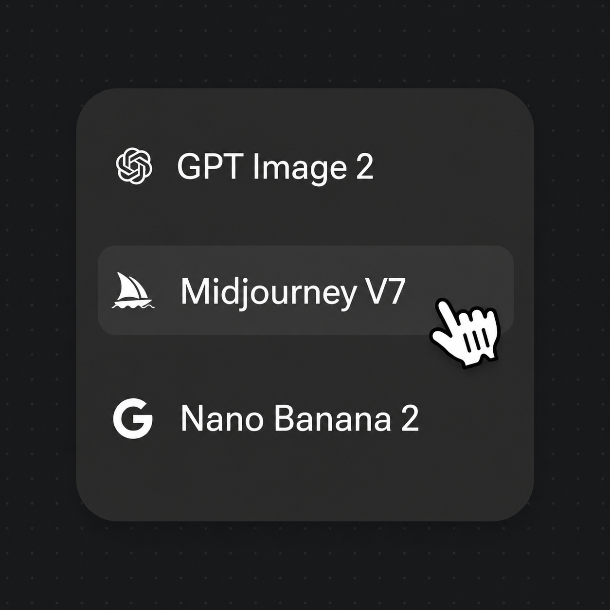 Renoise model selector with Midjourney V7 chosen