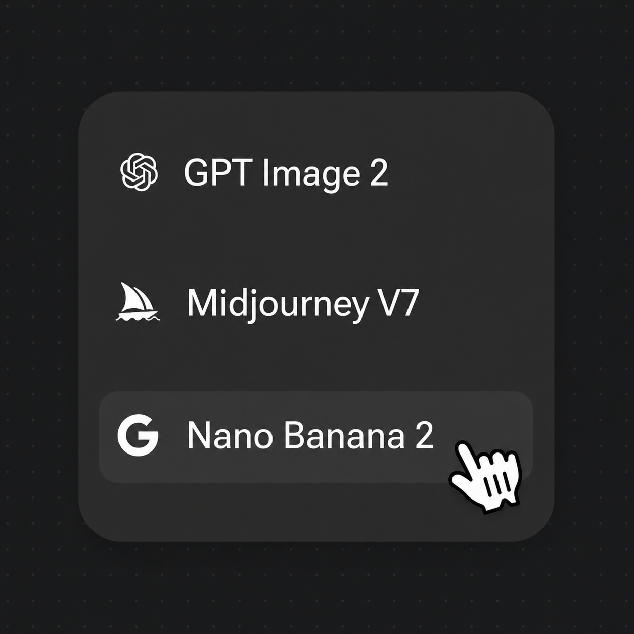 Renoise model selector with Nano Banana 2 chosen