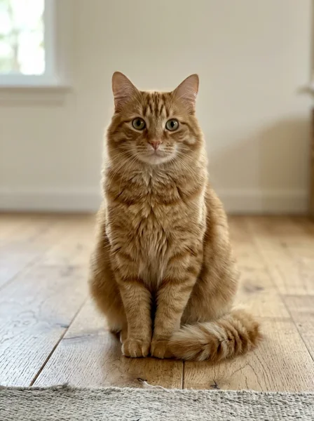 The input photo: an orange tabby cat sitting upright